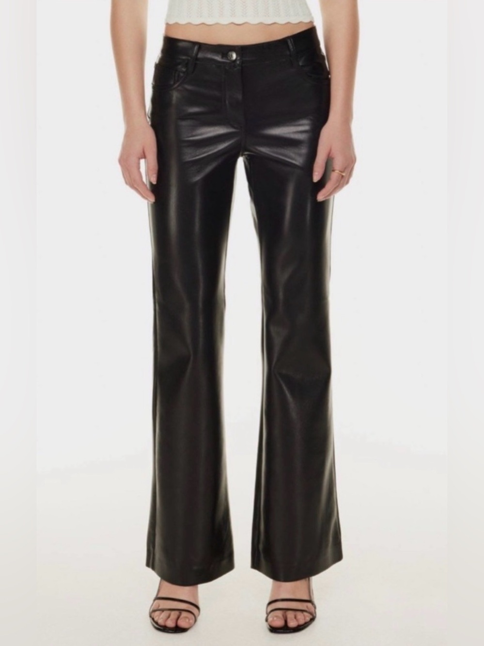 Aritzia Wilfred Beatrix Vegan Leather Flare Pants Black Size 8